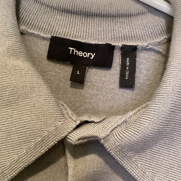 Theory Men’s Wool Blend Long-Sleeve‎ Polo Sweater in Light Gray - Large - Picture 4 of 10